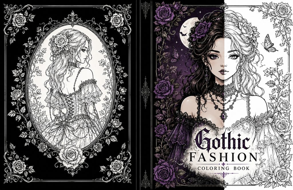 Gothic Fashion Coloring Book