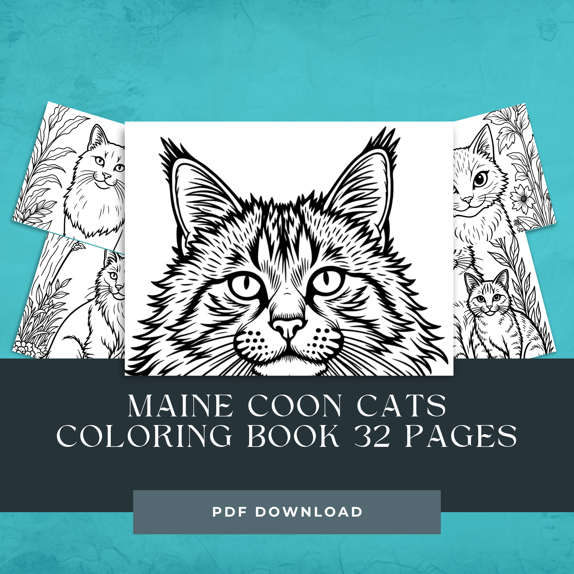 Maine Coon Cats Coloring Book