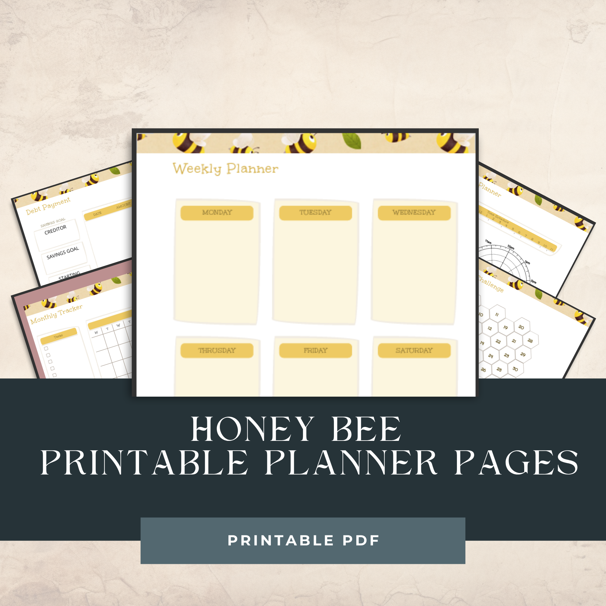 48 Pages Printable Planner -Honey Bees