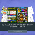 82 Page Kids Activity Book Animal Theme