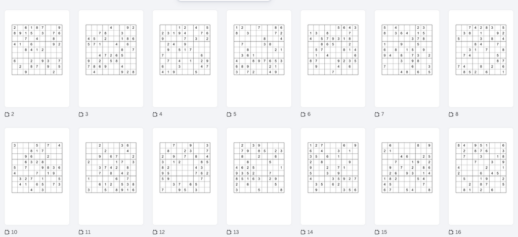 50 Sudoku Puzzles