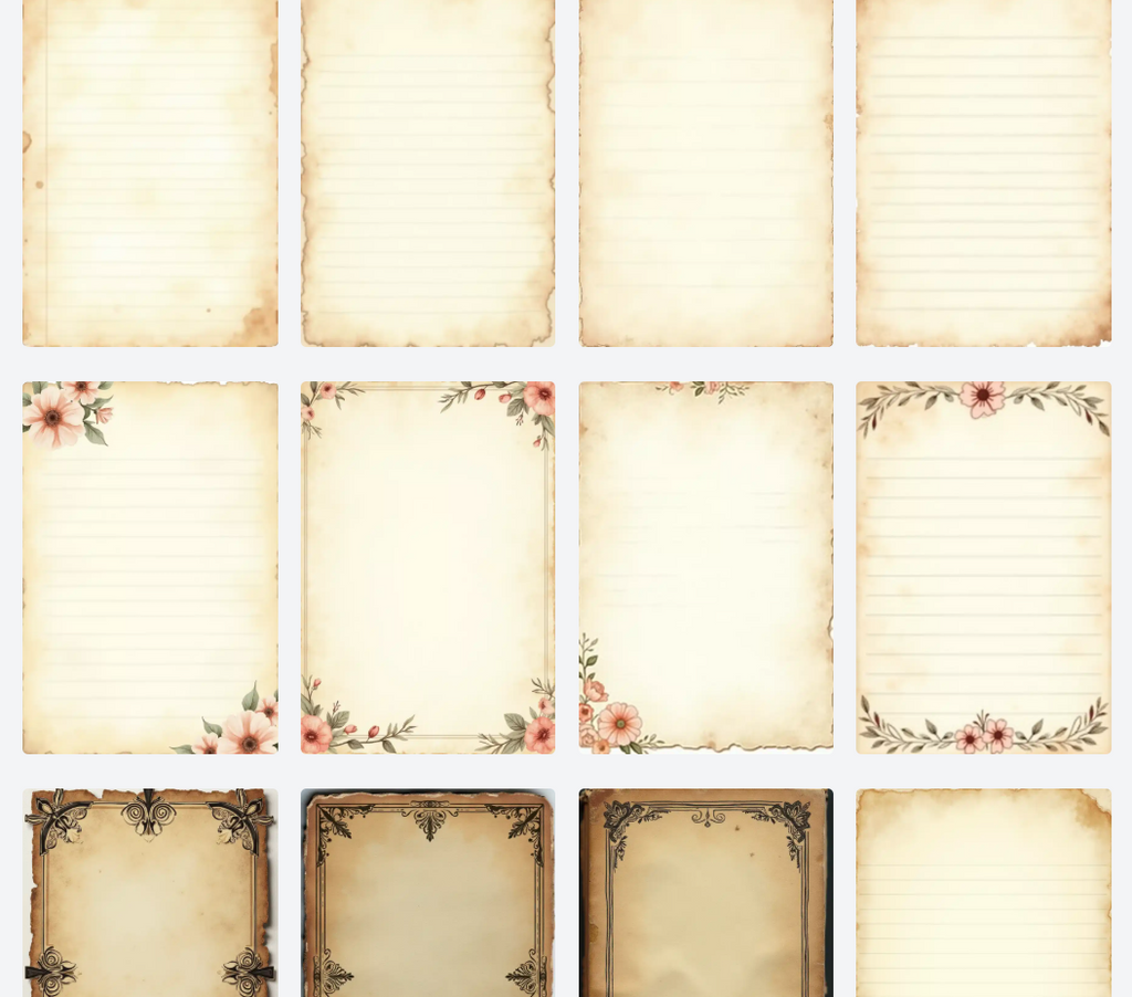 Printable Junk Journal Pages -Antique Style 6x9