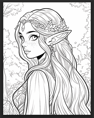 300 Princess Elf Coloring Pages
