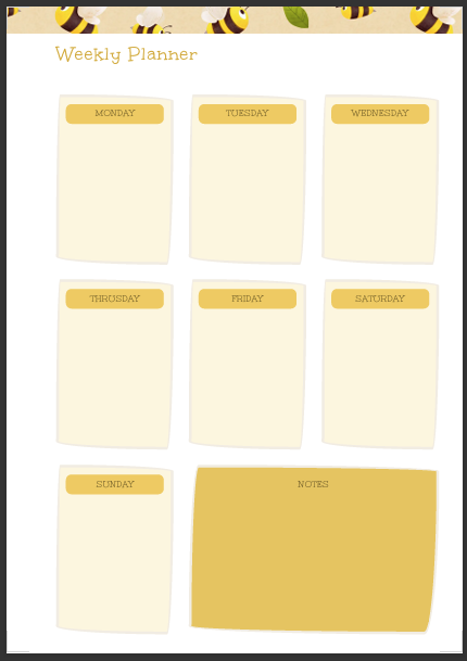 48 Pages Printable Planner -Honey Bees
