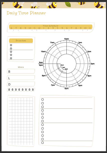 48 Pages Printable Planner -Honey Bees