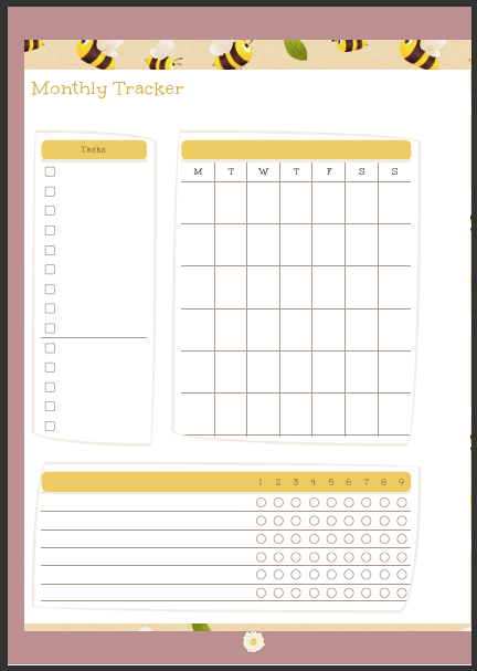48 Pages Printable Planner -Honey Bees