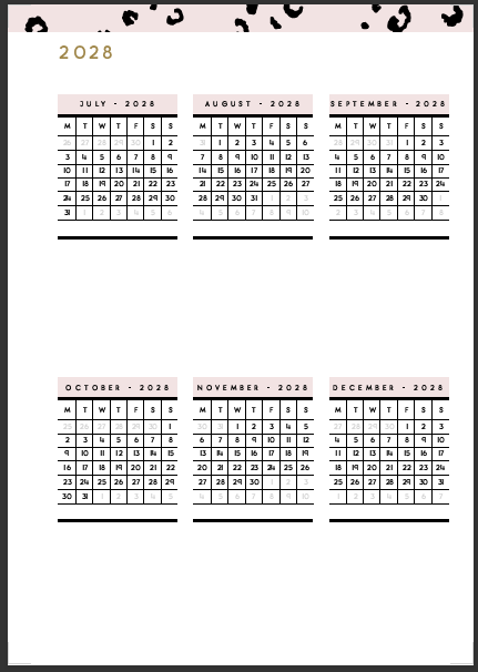 48 Pages Printable Planner -Pink Cheetah